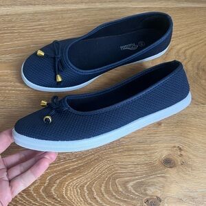 Women's Navy Flats with Gold Details